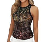 Genérico Camiseta Mujer Verano Manga Corta New Sequined Vest Sexy Round Neck Base Inner Layer Outer Camisetas Top Algodon Tops Elegantes Elegante T-Shirt Tunica Media Tallas Grandes De Camisas