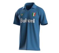 Generico Camiseta Nápoles Retro Número cosido en zig zag golretro, turquesa, M