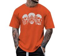 Genérico Camiseta Negra Hombre,Huesos Miran Y Oyen Chaquetas Impresas Gigantes De Halloween De La Novedad para Las Camisetas De Los Hombres Y De Las Mujeres para Los Adultos