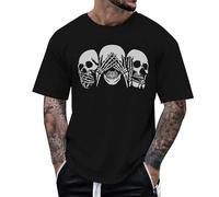 Genérico Camiseta Negra Hombre,Huesos Miran Y Oyen Chaquetas Impresas Gigantes De Halloween De La Novedad para Las Camisetas De Los Hombres Y De Las Mujeres para Los Adultos