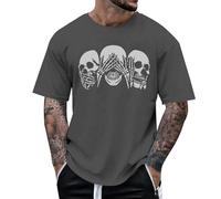 Genérico Camiseta Negra Hombre,Huesos Miran Y Oyen Chaquetas Impresas Gigantes De Halloween De La Novedad para Las Camisetas De Los Hombres Y De Las Mujeres para Los Adultos