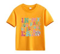 Genérico Camiseta niña,100th Day of School Celebration For Girls and Boys Kids T Shirts Fun Colorful Numbers Casual Top (Orange, 4-5 Years)