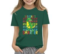 Genérico Camiseta niña,100th Day of School Celebration For Girls and Boys Kids T Shirts Fun Colorful Numbers Top Transparente Encaje (Green, 10-11Years)