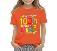Genérico Camiseta niña,100th Day of School Celebration For Girls and Boys Kids T Shirts Fun Colorful Numbers Toy Truck Football Basketball Pantalón Y Top (Orange, 12-13 Years)