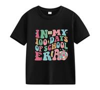 Genérico Camiseta niña,100th Day of School Celebration For Girls and Boys Kids T Shirts Fun Colorful Numbers Casual Top (Black, 2-3 Years)