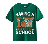 Genérico Camiseta niña,100th Day of School Celebration For Girls and Boys Kids T Shirts Fun Colorful Numbers Top Gangas (Green, 8-9 Years)