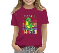 Genérico Camiseta niña,100th Day of School Celebration For Girls and Boys Kids T Shirts Fun Colorful Numbers Top Transparente Encaje (Watermelon Red, 10-11Years)