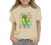 Genérico Camiseta niña,100th Day of School Celebration For Girls and Boys Kids T Shirts Fun Colorful Numbers Top Transparente Encaje (Beige, 4-5 Years)