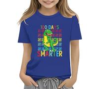 Genérico Camiseta niña,100th Day of School Celebration For Girls and Boys Kids T Shirts Fun Colorful Numbers Top Transparente Encaje (Navy, 8-9 Years)