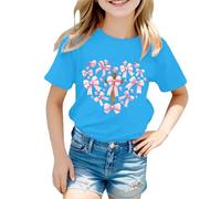 Genérico Camiseta Niña Camiseta De Verano De Manga Corta Y Cuello Redondo para Niña Prenda Informal para El Día A Día Cómoda Y Versátil Combinar con Vaqueros Falda O Pantalón
