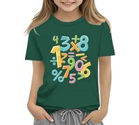 Genérico Camiseta niña,Colorful Number Day Math Kids T Shirt Number Day 2025 School Math Day Top Number Day T Shirts Math Lovers Tope Rueda (Green, 2-3 Years)