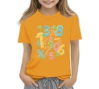 Genérico Camiseta niña,Colorful Number Day Math Kids T Shirt Number Day 2025 School Math Day Top Number Day T Shirts Math Lovers Tope Rueda (Yellow, 2-3 Years)