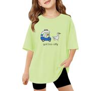 Genérico Camiseta Niña Manga Corta Camiseta De Manga Corta con Estampado De Letras Moderna E Informal para Chicas Cómoda para El Día A Día Cuello Redondo