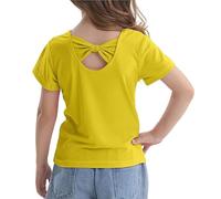 Genérico Camiseta Niña Manga Corta Camiseta De Verano De Manga Corta para Niñas con Lazo En La Espalda Cuello Redondo Informal para Niñas Pequeñas De 1 A 8 Años Jugar Al Aire Libre IR Colegio