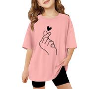 Genérico Camiseta Niña Manga Corta Camisetas De Manga Corta para Niños Y Niñas Tops De Verano Extragrandes Informales Cuello Redondo Básicos