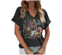 Genérico Camiseta Occidental para Mujer con Estampado Gráfico de Caballo y Cuello de Moda Casual 2024 (Grey, XL)