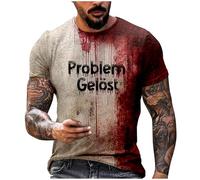 Generico Camiseta para hombre de algodón suave con cuello redondo ajustado elástico manga corta ropa de ajuste cómodo tema de sangre de impresión Halloween, Color blanco., XX-Small