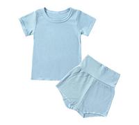 Genérico Camiseta para niña con Pantalones Cortos Bonito Traje Deportivo sin Mangas y Sueltos Pequeños Conjunto de Ropa Verano Conjuntos Niñas 1 Top Pantalón 2 Piezas Primavera