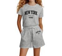 Genérico Camiseta para niña con pantalones cortos,tops cortos traje de algodón niños Pequeños Conjunto Ropa Verano Conjuntos Niñas 1 Top Pantalón a 6 años