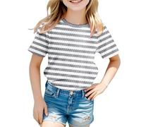 Genérico Camiseta para NiñO,Camiseta De Manga Corta A Rayas De Carnaval para NiñOs Camiseta GráFica Colorida para Fiestas CóModa E Informal
