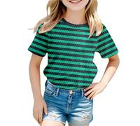 Genérico Camiseta para NiñO,Camiseta De Manga Corta A Rayas De Carnaval para NiñOs Camiseta GráFica Colorida para Fiestas CóModa E Informal