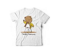 Generico Camiseta Queen Divertida Teddy Mercury Bohemian Concerto Live Aid Camiseta Música blanco M
