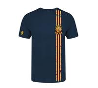 Genérico Camiseta Roja de la Selección Española con Diseño Vintage, Escudo y Rayas (1, Azul, 5/6)