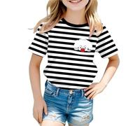 Genérico Camiseta Roja Niño - Camiseta de Manga Corta a Rayas de Payaso de Carnaval para niños Camiseta gráfica Colorida para Disfraz de Fiesta Infantil y Juego Informal (Black 100)