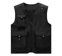 Genérico Camiseta Tirantes Hombre - Camisetas Sin Mangas para Hombre Chaleco Informal Liso para Hombre Abrigo con Cuello levantado Bolsillo múltiple sin Mangas con Cremallera Bolsillo con Mosca