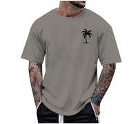 Genérico Camisetas Basicas Hombre - Camiseta De Manga Corta con Cuello Redondo Y Estampado Parcial De Árbol De Coco para Hombre Top con Estampado De Tendencia