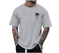Genérico Camisetas Basicas Hombre - Camiseta De Manga Corta con Cuello Redondo Y Estampado Parcial De Árbol De Coco para Hombre Top con Estampado De Tendencia