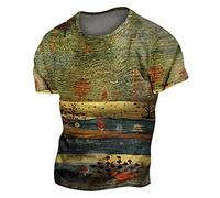 Genérico Camisetas Basicas Hombre,Casual Retro Manga T Corto Digital para Hombre ImpresióN Verano Camisa Redonda 3D Top Cuello Hombres Camisetas