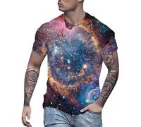 Genérico Camisetas Blancas Hombre - Camiseta Hombre Blanca Camiseta Informal y cómoda de Manga Corta con Estampado de Estrellas para Hombre
