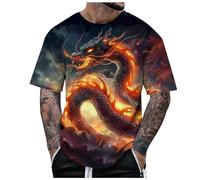 Genérico Camisetas Blancas Hombre - Camiseta Negra Hombre Camiseta de dragón para Hombre Camiseta de Manga Corta de Verano Camiseta con temática de Animales Camisetas gráficas