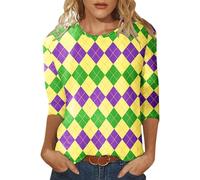 Genérico Camisetas - Camisetas Blusa Superior con Cuello Redondo y Manga 3/4 con Estampado Happy Holidays para Mujer (Army Green S)