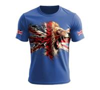 Genérico Camisetas de manga corta para hombre suéter estampado Union Jack estilo casual y urbano suave y transpirable para verano sudadera impresa bandera británica retro ligera varios bolsillos, azul