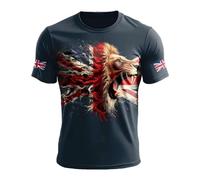 Genérico Camisetas de manga corta para hombre suéter estampado Union Jack estilo casual y urbano suave y transpirable para verano sudadera impresa bandera británica retro ligera varios bolsillos, azul