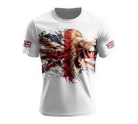 Genérico Camisetas de manga corta para hombre suéter estampado Union Jack estilo casual y urbano suave y transpirable para verano sudadera impresa bandera británica retro ligera varios bolsillos