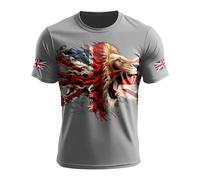 Genérico Camisetas de manga corta para hombre suéter estampado Union Jack estilo casual y urbano suave y transpirable para verano sudadera impresa bandera británica retro ligera varios bolsillos, gris