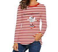 Genérico Camisetas De Mujer, Camiseta Pico Mujer con Cuello Redondo Rayas Coloridas Y Un Divertido Estampado GráFico De Payaso