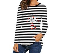 Genérico Camisetas De Mujer, Camiseta Pico Mujer con Cuello Redondo Rayas Coloridas Y Un Divertido Estampado GráFico De Payaso