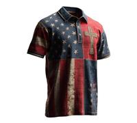 Genérico Camisetas Esenciales Hombres Bandera Americana Envejecida, Delgado, Manga Corta, Botones, Camisetas Ajustadas Paquetes De Camisas Para Hombres, azul claro, XXXXL