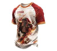 Genérico Camisetas Futbol EspañA Hombre,Camiseta Hombre Torero Cuello Redondo Manga Corta Camiseta Ligera Bandera EspañA Ligero Confortable para Uso Diario Y Animando En El Campo