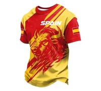 Genérico Camisetas Futbol EspañA Hombre,Camiseta Hombre Torero Cuello Redondo Manga Corta Camiseta Ligera Bandera EspañA Ligero Confortable para Uso Diario Y Animando En El Campo