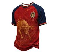 Genérico Camisetas Futbol EspañA Hombre,Camiseta Hombre Torero Cuello Redondo Manga Corta Camiseta Ligera Bandera EspañA Ligero Confortable para Uso Diario Y Animando En El Campo