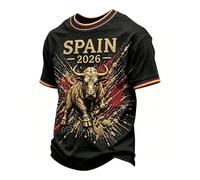 Genérico Camisetas Futbol EspañA Hombre,Camiseta Hombre Torero Cuello Redondo Manga Corta Camiseta Ligera Bandera EspañA Ligero Confortable para Uso Diario Y Animando En El Campo
