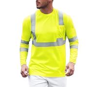 Genérico Camisetas Hombre Algodon,Camiseta Transpirable Absorbente De Secado RáPido para ConstruccióN para Hombre Camiseta con Tira Reflectante para Herramientas De ConstruccióN Al Aire Libre