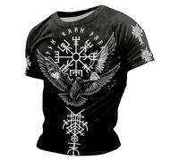 Genérico Camisetas Hombre Deporte - Camisetas Negras Hombre Camiseta gráfica de mitología nórdica para Dioses nórdicos Medievales Camiseta Informal de Manga Corta