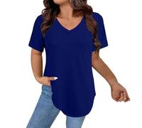Genérico Camisetas Manga Corta Mujer Basica Verano Camisetas Cuello En V Originales T-Shirt Casual Ligera Camisas Moda Cómoda Blusas Elegantes Shirts Clásico Transpirable Informal