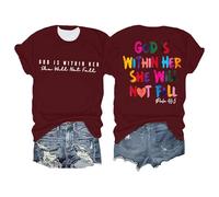 Genérico Camisetas Manga Corta Mujer De Tamaño para Mujer Camiseta con Inspiradoras Está Dentro Algodon Women Shirt Womens Camisas Top Verano Ropa Elegante Basica Ropas Shirts Blusa Blusas Vino 3XL